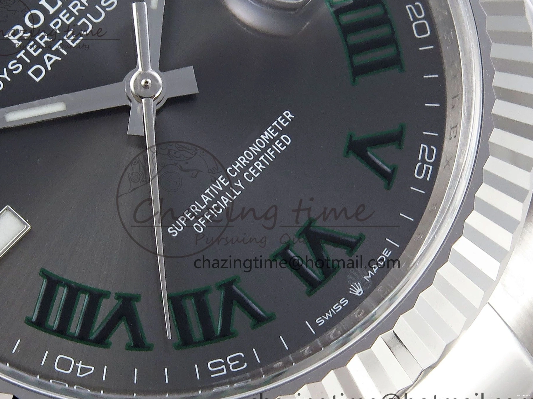 Best Edition Steel Dial Oyster Green Gray VR3235 on 126334 DateJust Roman C+F 41 Bracelet 904L SS 1:1 0223